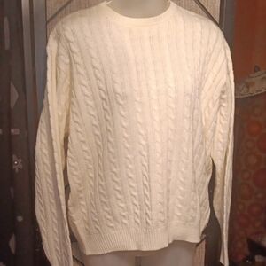 RSQ Cream Cable Knit Crewneck Sweater